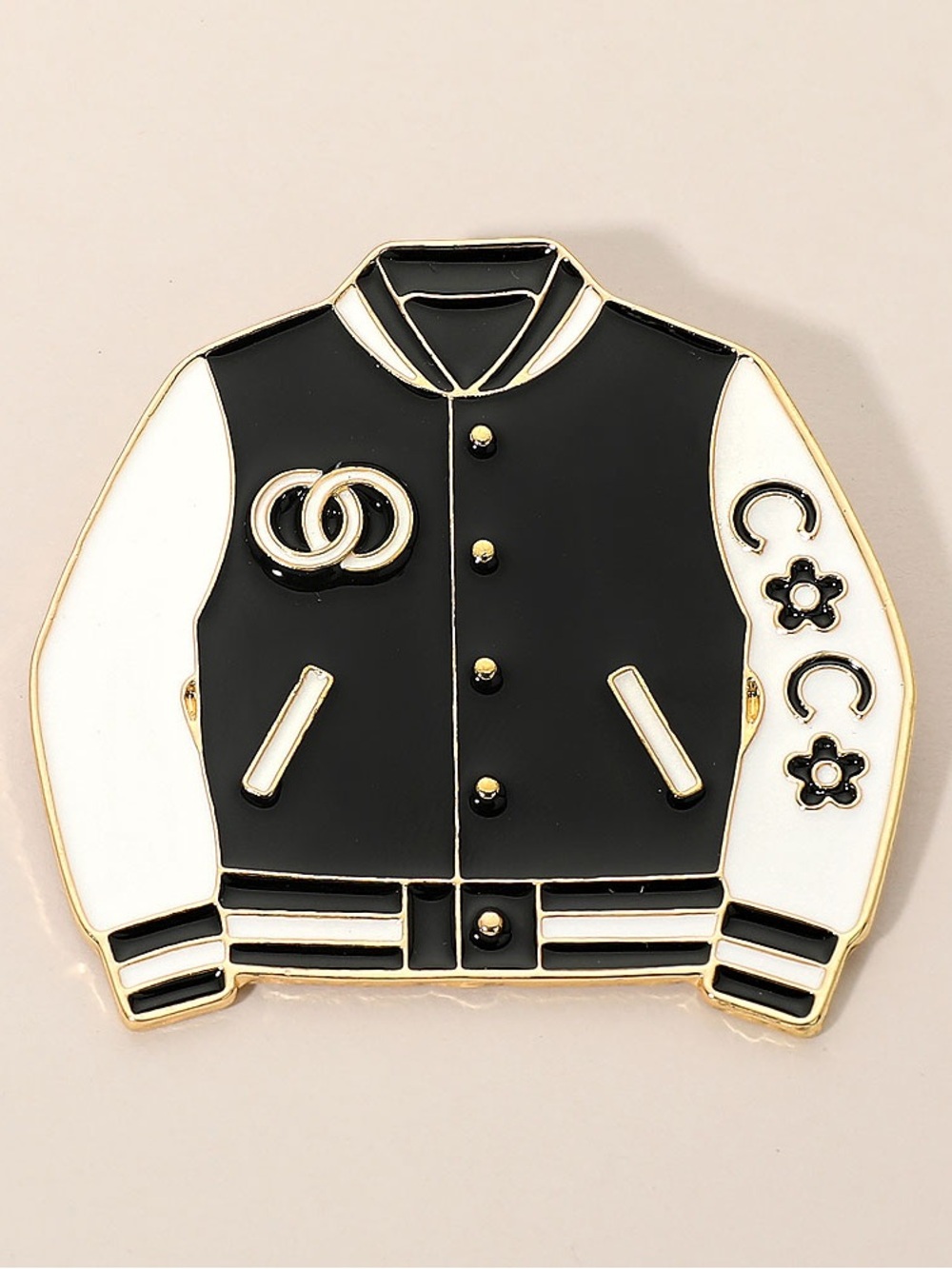 Black and White Varsity Jacket Enamel Pin